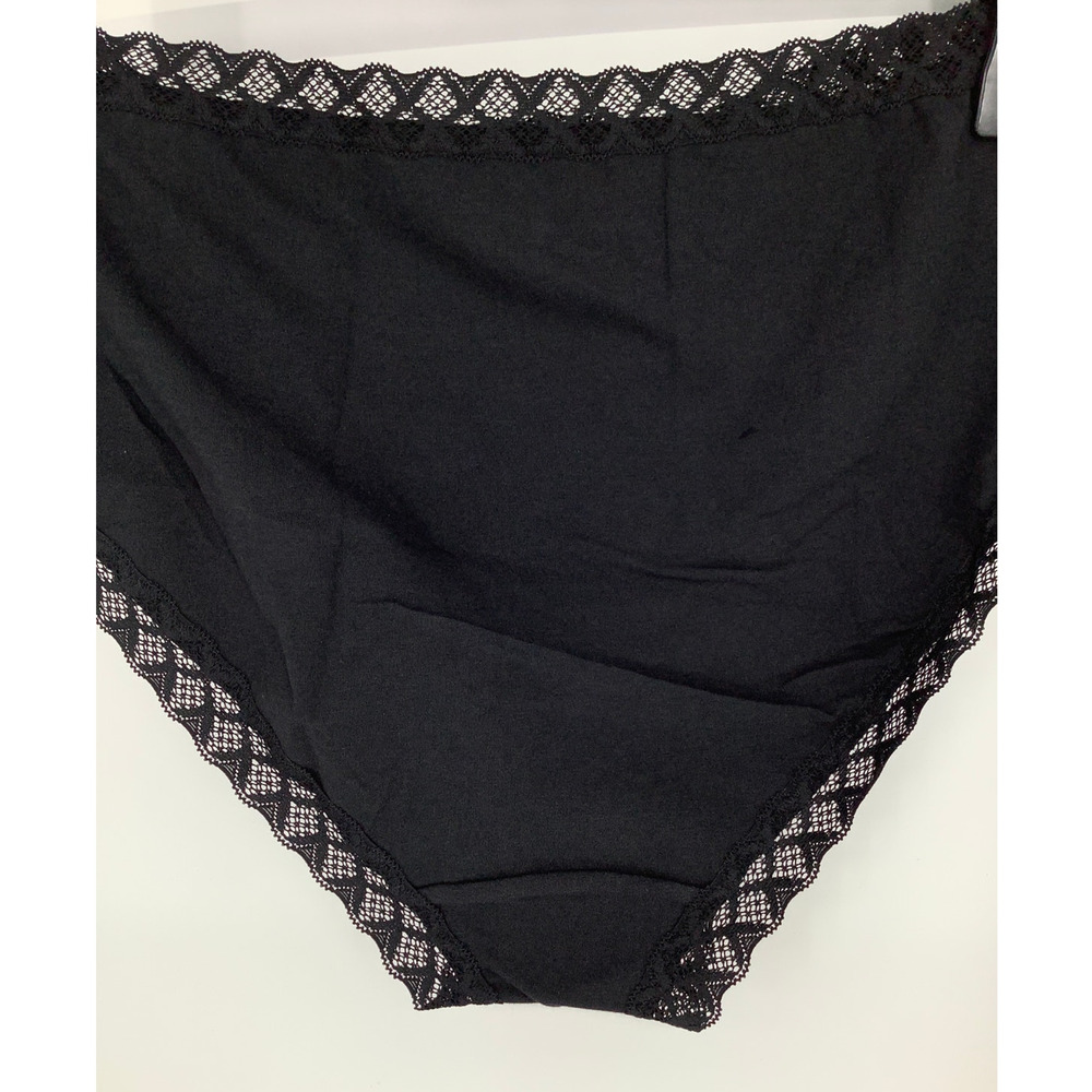 Natori Women's Large Black Bliss French Cut Lace Trim Pima Cotton Brief C25-2 - Picture 8 of 9